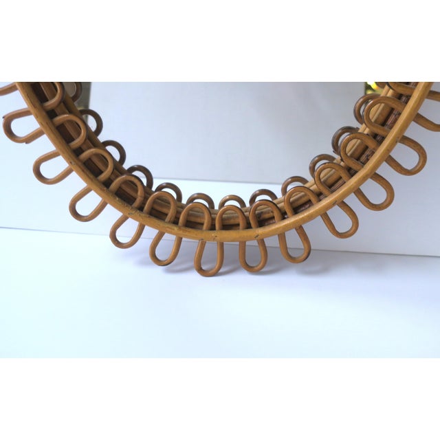 Italian Wicker Wall Mirror Albini Crespi Style, Circa Mid-20th Century, Italy For Sale In New York - Image 6 of 8