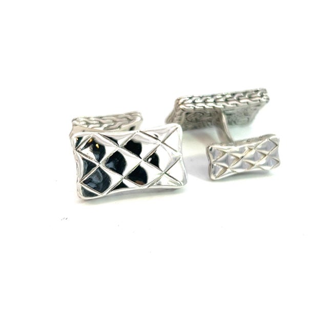 Contemporary 1990s John Hardy Estate Weave Cufflinks Sterling Silver, A Pair For Sale - Image 3 of 6