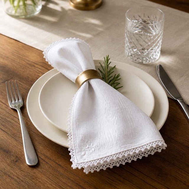 Vintage Battenburg Lace Tablecloth & 12 Napkins Set, 100” X 63”, Formal Dining | Holiday Table For Sale - Image 11 of 12