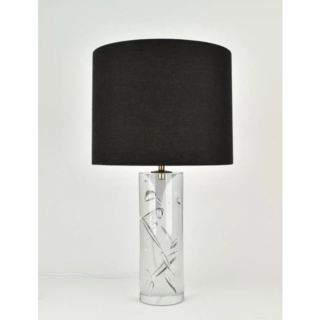 Gold Crystal Table Lamp with Bubbles attributed to Kosta Boda, Sweden For Sale - Image 8 of 12