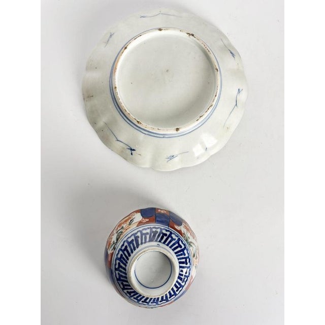 Blue 19th Century Japanese Plate and Bowl Set, Set of 2 For Sale - Image 8 of 17