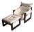 Percival Lafer Rosewood Framed Lounge Chair & Ottoman in Pearlescent Ivory For Sale