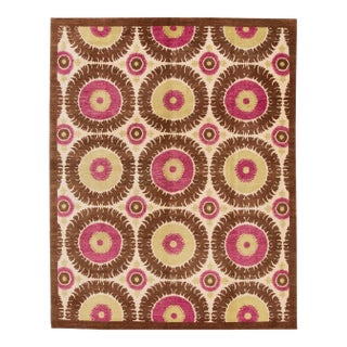 21st Century Modern Tibetan Wool Rug in Tan With Allover Design For Sale