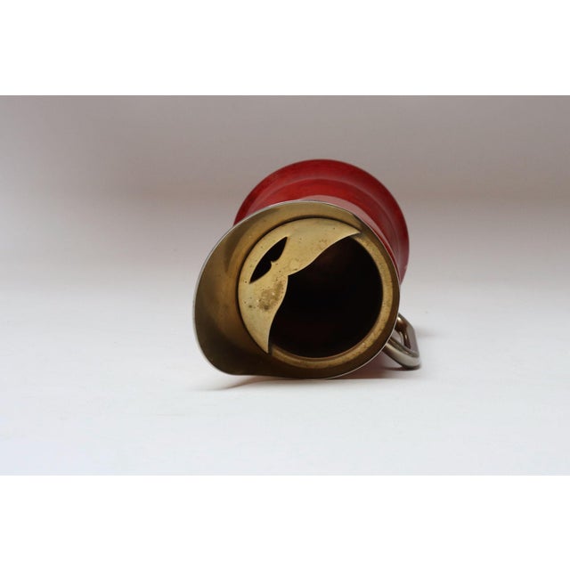 1950s Italian Modernist Pitcher in Brass and Dyed Red Goatskin by Aldo Tura For Sale In New York - Image 6 of 18