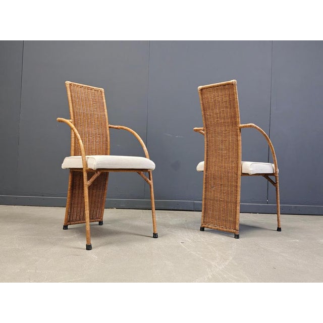 Vintage Wicker High-Back Dining Chairs, 1980s, Set of 6 For Sale - Image 3 of 14