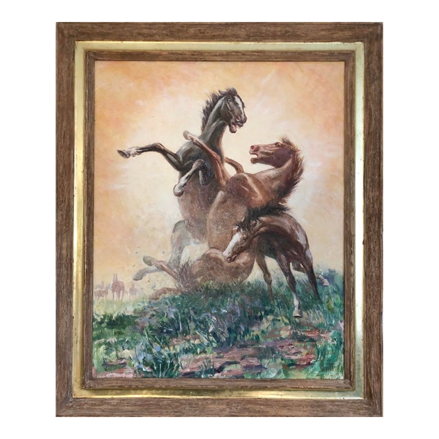 Late 20th Century Western Equestrian Painting by Sam Savitt For Sale