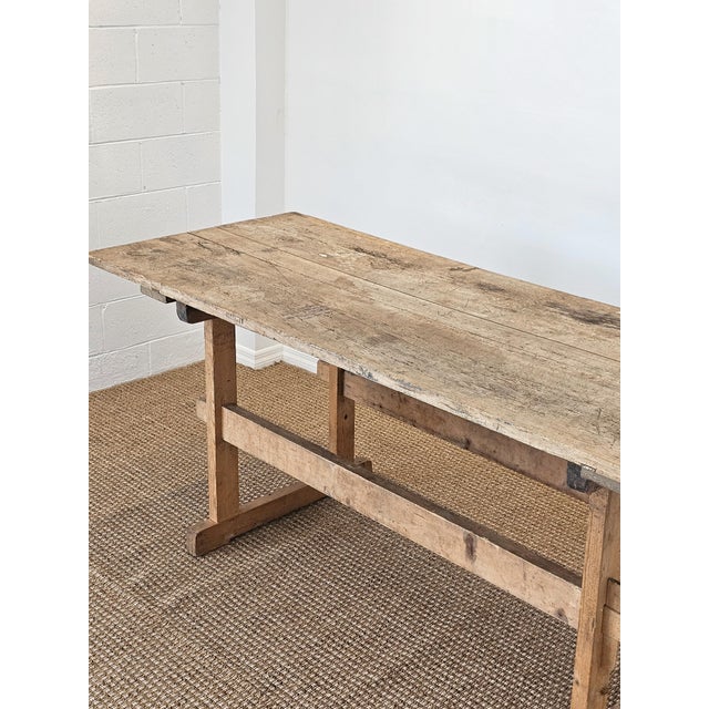 Antique European Pine Trestle Farmhouse Dining Table - Circa 1880 For Sale - Image 11 of 12