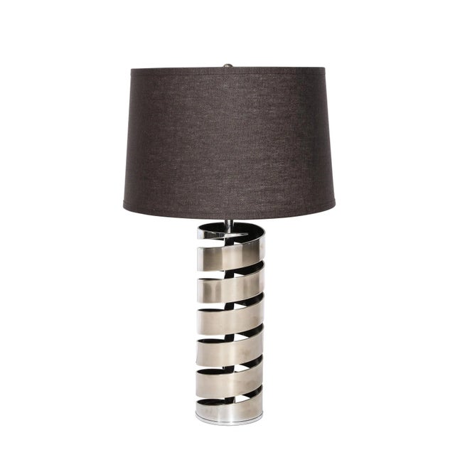 Late 20th Century Modernist Torqued Spiral Form Table Lamp in Satin Nickel For Sale - Image 13 of 13