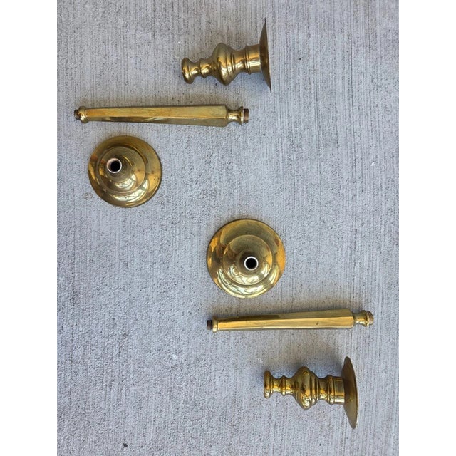 Vintage Indian MCM Solid Brass Candlesticks – 14.5” - Set of 2 For Sale In Dallas - Image 6 of 6