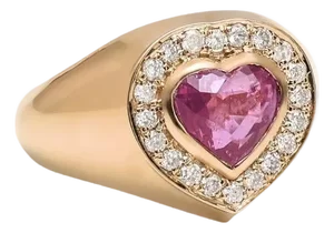Natural 2.01 cts pink sapphire & 0.28 cts diamond ring in 18k gold