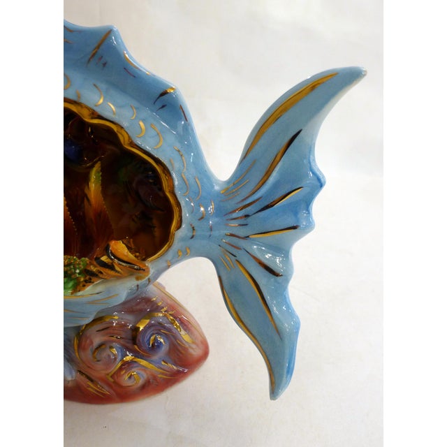 Fish Night Light in Slip-Cast Earthenware by LP Ceroc Monaco, 1950s For Sale - Image 10 of 14