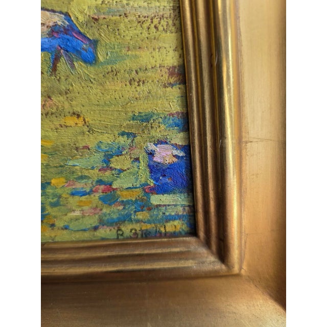 Great example of post impressionist art - oil on board set in a beautiful custom gilded frame. The signature lower right...