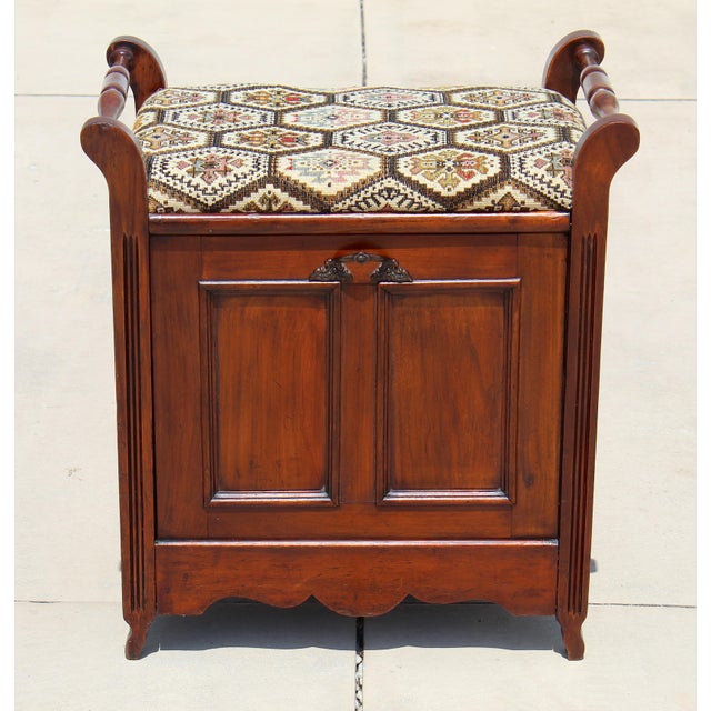 Add timeless charm and practical storage to your home with this vintage English-style mahogany hall bench. Believed to...