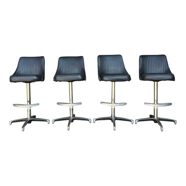 Set of 4 ChromCraft Swivel Bar Stools For Sale