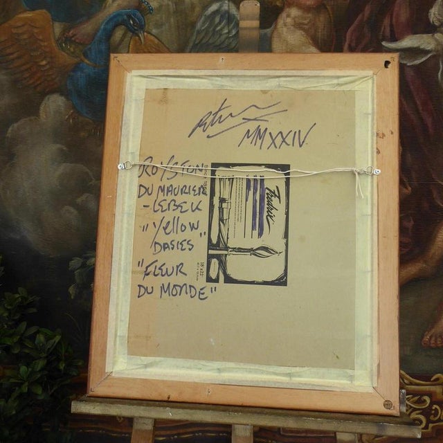 Royston du Maurier-Lebek, Yellow Daisies, Oil Painting on Canvas, Framed For Sale - Image 10 of 15