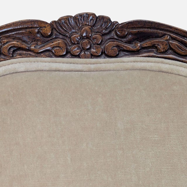 Louis XV Style Carved Wood Velvet Fauteuil Armchair For Sale - Image 11 of 11
