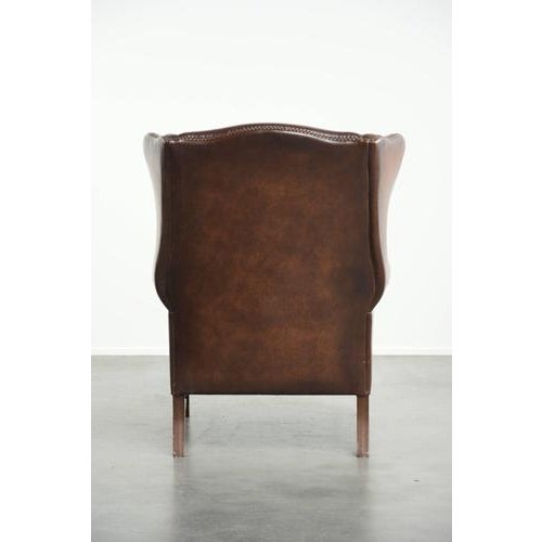 English Cowhide Wing Armchair For Sale - Image 4 of 13