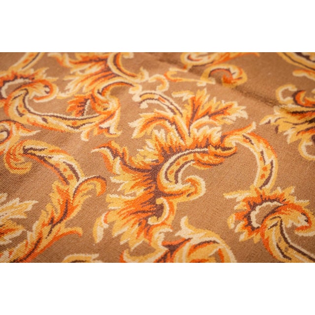 9x12 Vintage Aubusson Flat Weave Wool Rug, Brown Baroque Medallion For Sale - Image 4 of 14
