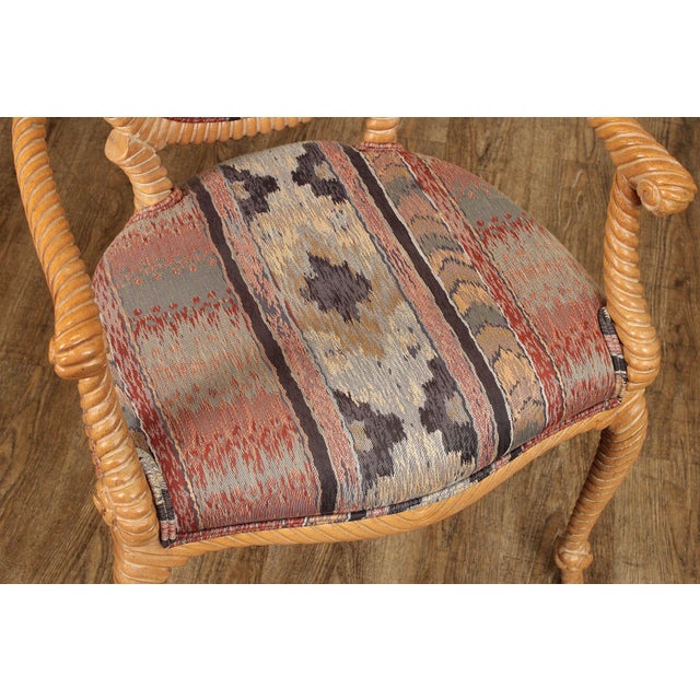 Wood Italian Pair of Roped Carved Armchairs For Sale - Image 7 of 12