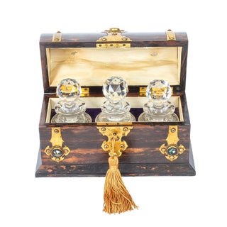 19th Century Coromandel & Brass Mounted Scent Bottle Box, Set of 4 For Sale