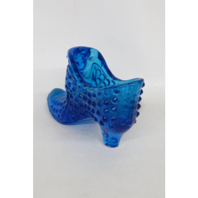 Fenton Blue Hobnail Cat Head Victorian Glass Slipper Shoe Figurine 4686b For Sale In Miami - Image 6 of 14