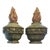 Pair of Late 20th Century French Glazed Ceramic Flaming Urns on Stand For Sale