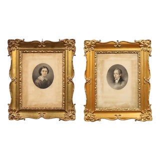 Cesare Ferreri, Portraits, Pastel Drawings on Paper, Framed, Set of 2 For Sale