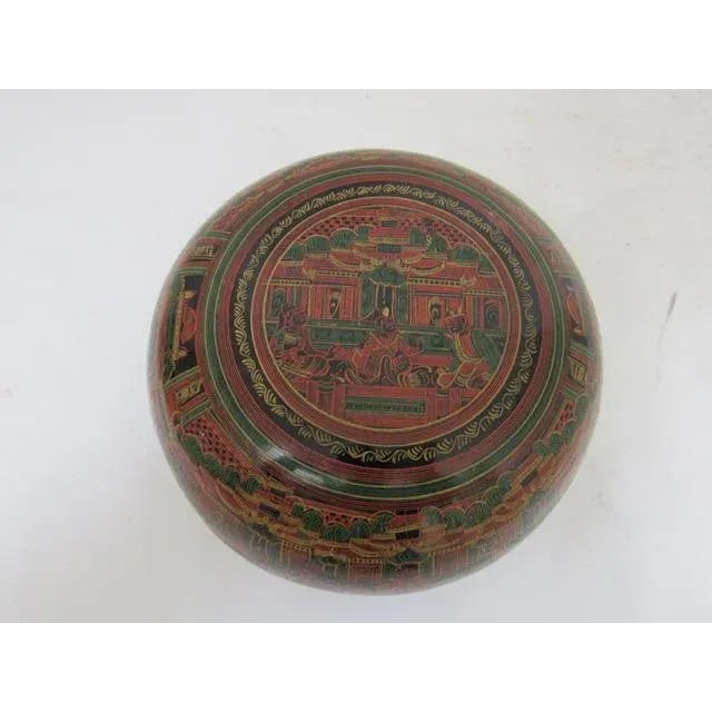Burmese Lacquer Box For Sale - Image 9 of 11