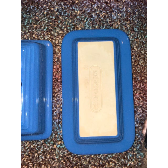 Late 20th Century Late 20th Century Le Creuset Stoneware Marseille Blue Covered Butter Dish Knob For Sale - Image 5 of 5