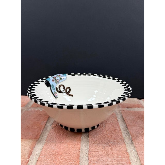 Mackenzie Childs Robin Sterling for Barneys New York Handmade Pottery Western Style Cowboy Boot Checkerboard Bowls - Set of 5 For Sale - Image 4 of 11
