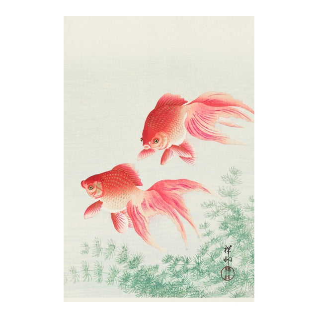 Two Veil Goldfish (Ohara Koson, 1926), Vintage Art Print Reproduction, 24″ × 36″ For Sale