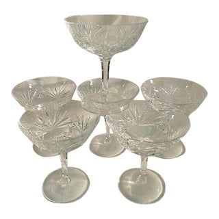 Late 20th Century Gorham “Cherrywood” Crystal Champagne Coupes or Sherbet Glasses - A Set of 6 For Sale
