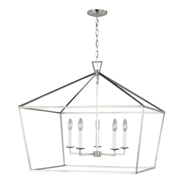 Chapman & Myers By Visual Comfort Studio Dianna 5-Light Pendant in Brushed Nickel For Sale