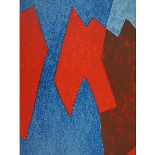 Serge Poliakoff, Blue and Red Composition, Original Lithograph For Sale - Image 4 of 5
