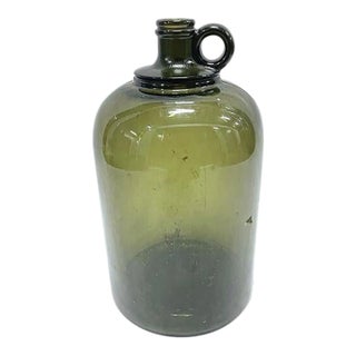 Medium Antique Green Glass Jug For Sale