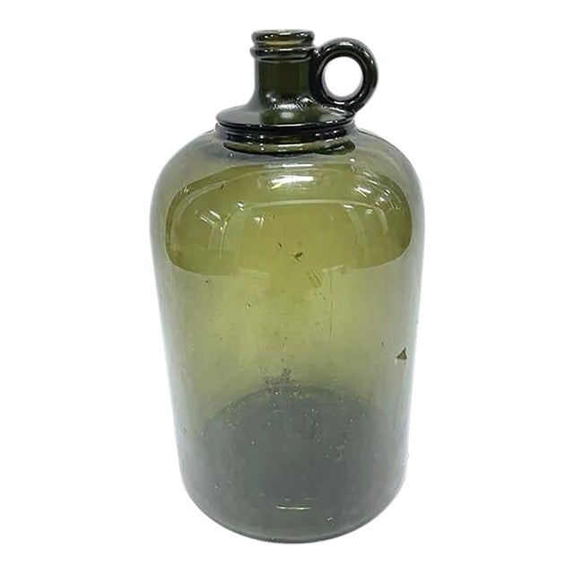 Medium Antique Green Glass Jug For Sale