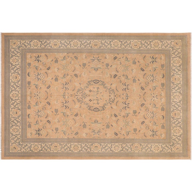 Boho Chic Orange/Beige Wool Rug - 8'2'' X 10'2'' For Sale - Image 9 of 10