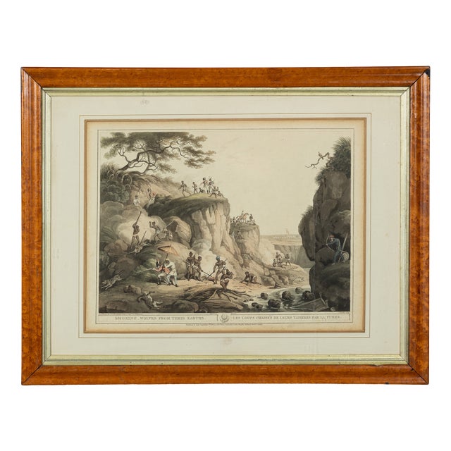 Edward Orme, Hunting Wolves in Their Dens, 1806, Engraving For Sale