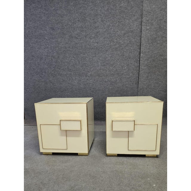 Italian Ivory Murano Glass and Brass Nightstand from Justfurnituress SRL For Sale - Image 9 of 13