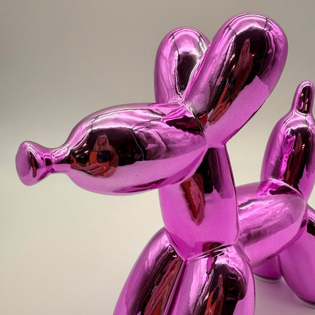 2020s Metallic Fuchsia Ceramic Balloon Dog Figurine For Sale - Image 5 of 6