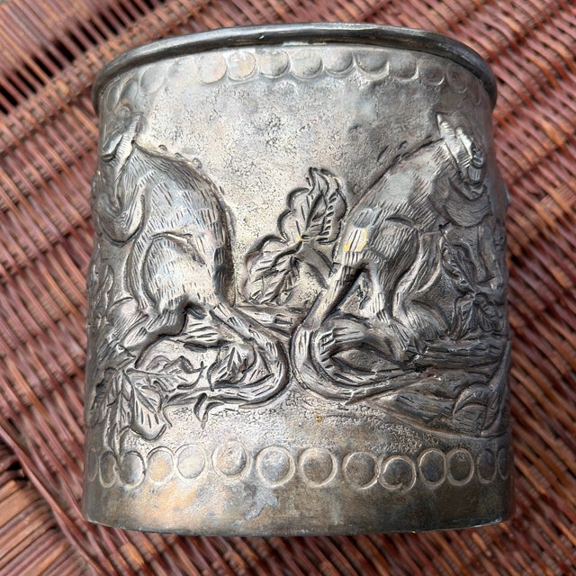 Antique European Repoussé Chased Metal Vessel For Sale - Image 4 of 10