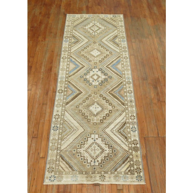 Blue Vintage Persian Tribal Runner - 3'5" x 10'2" For Sale - Image 8 of 8