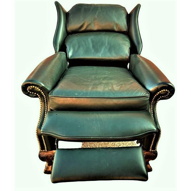 Late 20th Century Sam Moore Classic Hunter Green Leather Club Reclining