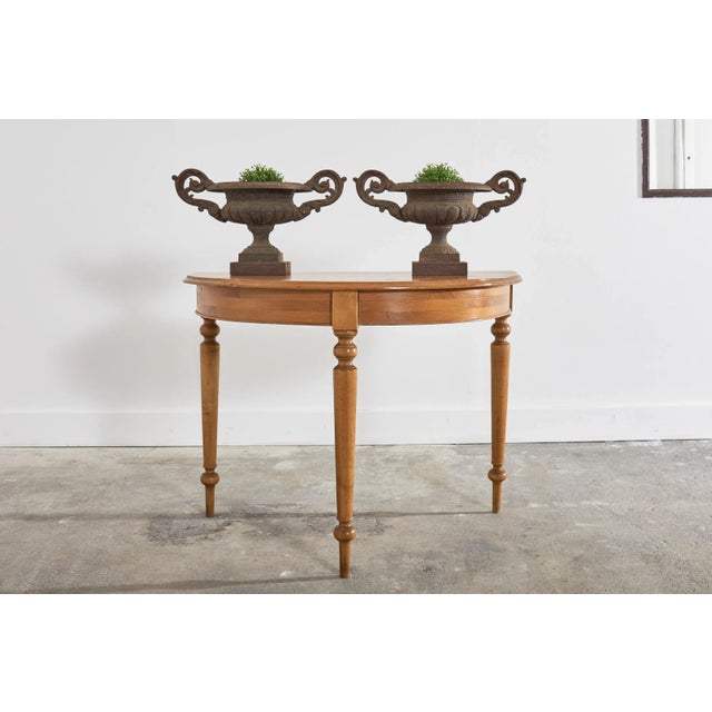 Early 20th Century Pair of Diminutive English Cast Iron Urn Jardinaires For Sale - Image 5 of 13