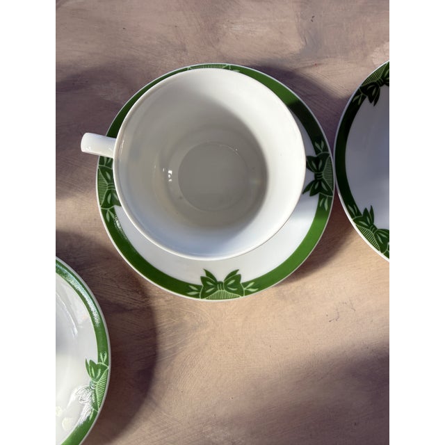 MCM Georges Briard Yule Tide Tea Cups and Saucers Vintage Christmas Tree Coffee Service - A Set of 10 For Sale - Image 11 of 12