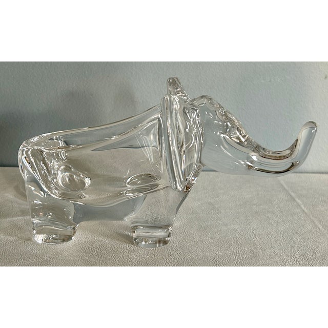 Vannes Le Chatel France Crystal Art Glass Elephant Candy Bowl Dish Jewelry Dish For Sale - Image 11 of 14