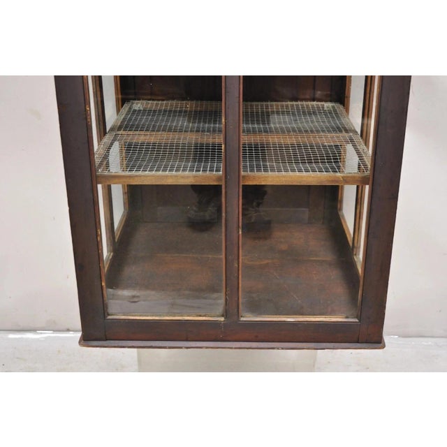 Late 19th Century Antique Wood & Glass Counter Top Display County Store Pie Safe Retail Cabinet For Sale - Image 5 of 11
