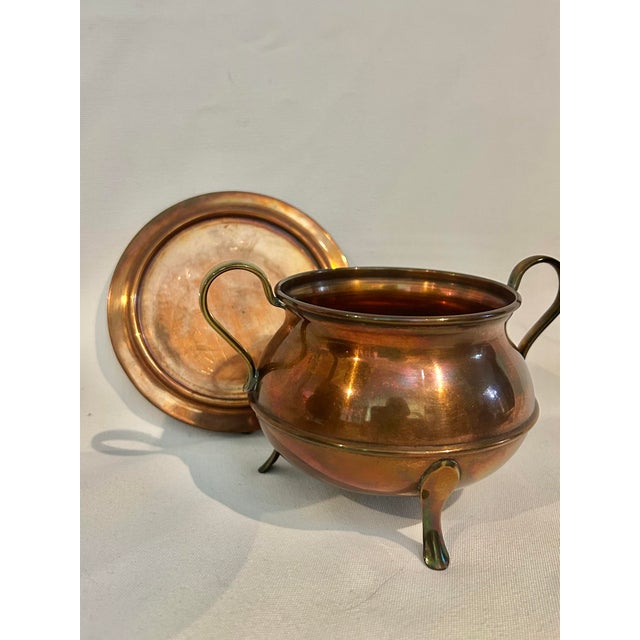Copper Antique Swedish Oscar Nilsson Eskilstuna Copper & Brass Coffee or Tea Service With Warming Stands - 3 Piece Set For Sale - Image 8 of 12