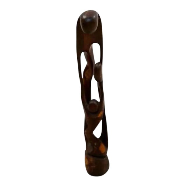 Mid Century Modern Abstract Figurative Wood Carving Floor Sculpture For Sale