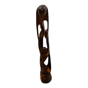 Mid Century Modern Abstract Figurative Wood Carving Floor Sculpture